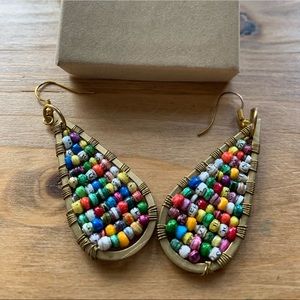 Noonday Collection Paper Bead Teardrop Earrings